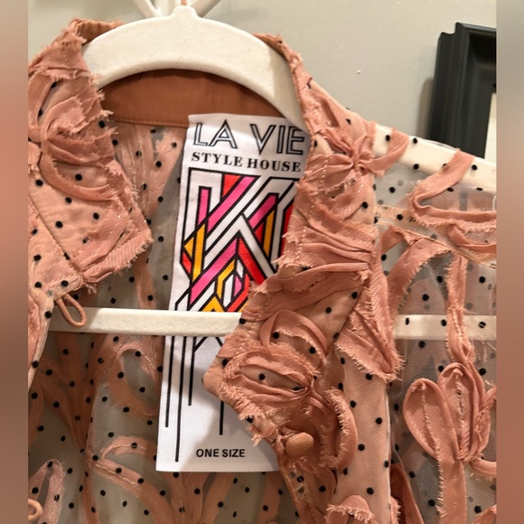 La Vie Style House Latte Dot Button Caftan NWOT - Picture 4 of 4